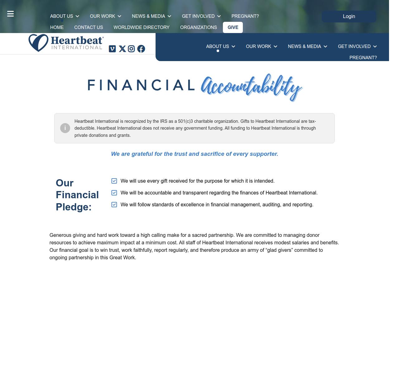 Financial Accountability page