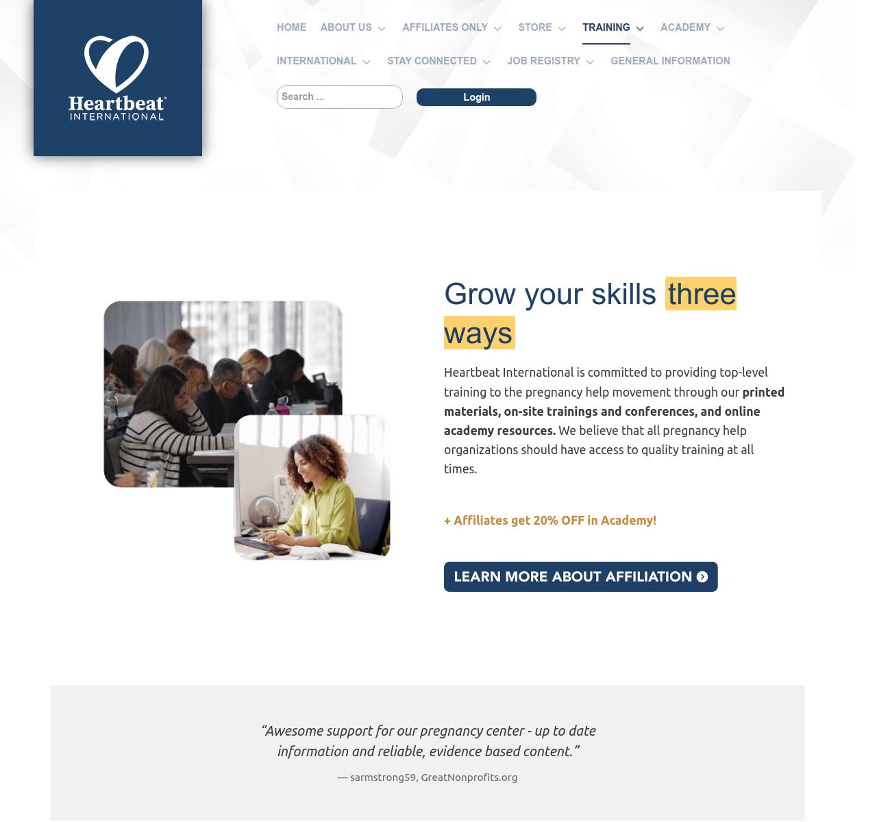Training Overview page